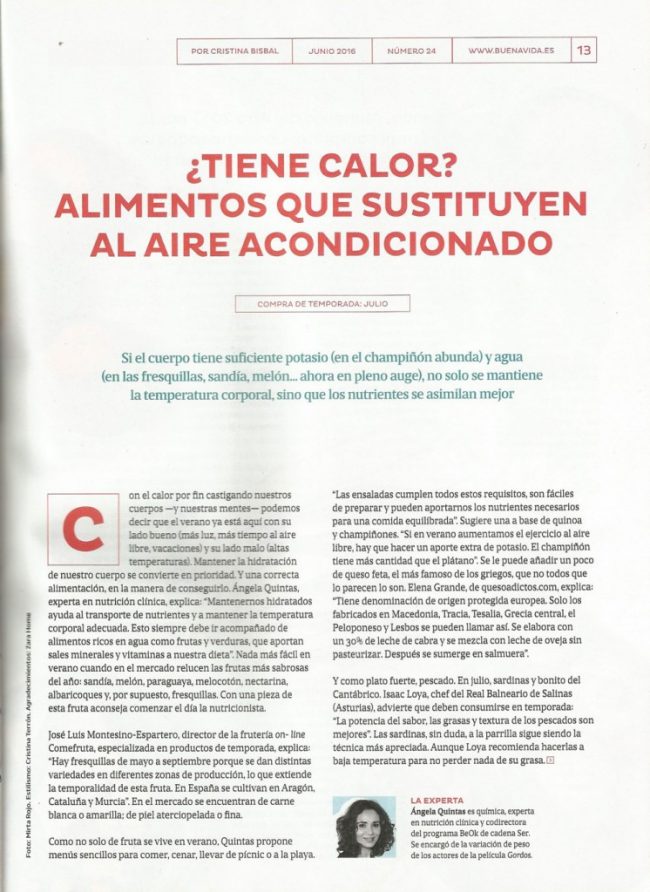 buena vida tiene calor - Ángela Quintas, química y nutricionista clínica especializada en salud digestiva